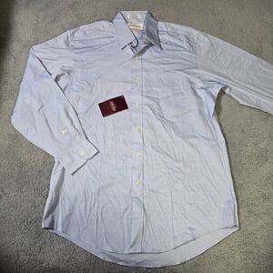 Arbor Way Mens‎ 15.5-33 Button Down Shirt Blue Cotton Pin Point Long Sleeve New